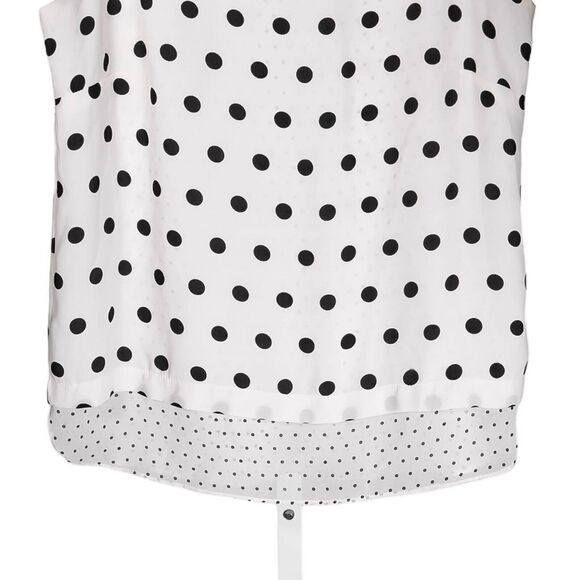 Rose + Olive Women's Blouse Ivory Black Polka Dot Sleeveless Lined Layered Top S - Picture 5 of 8